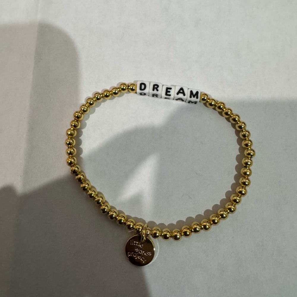 Gold Beaded Bracelet with 'Dream' Charm
